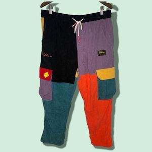 AELFRIC EDEN Color Patchwork Corduroy Cargo Pants  Joggers Streetwear Size:L
